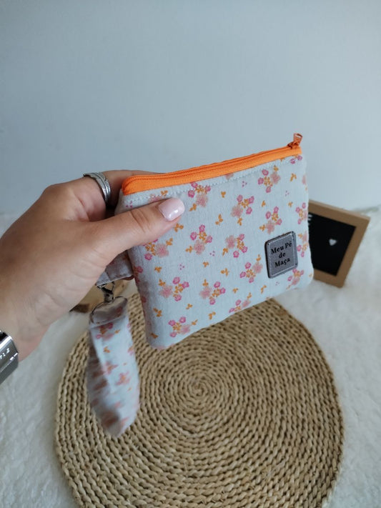 Carteirinha de Moedas e Cartões com Pega Removível – Musselina Floral