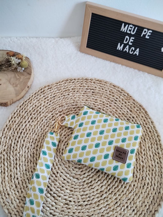 Carteirinha de Moedas e Cartões com Pega Removível – Folhas Verde