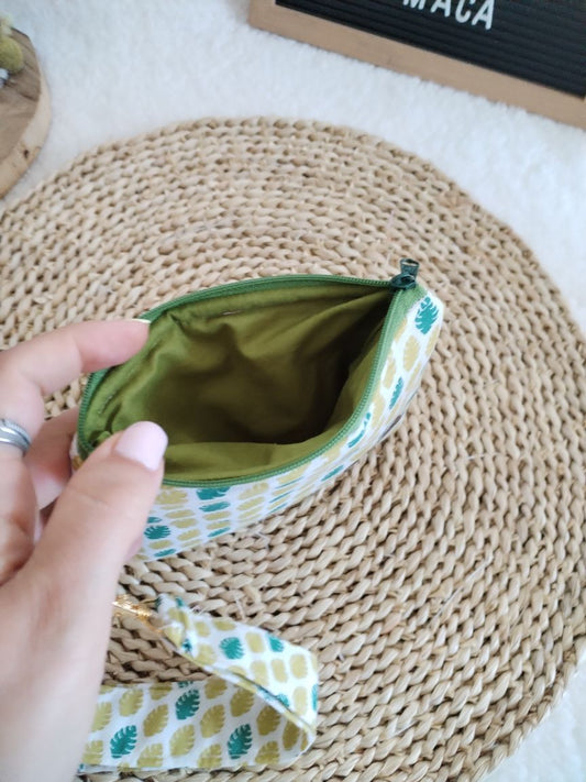 Carteirinha de Moedas e Cartões com Pega Removível – Folhas Verde