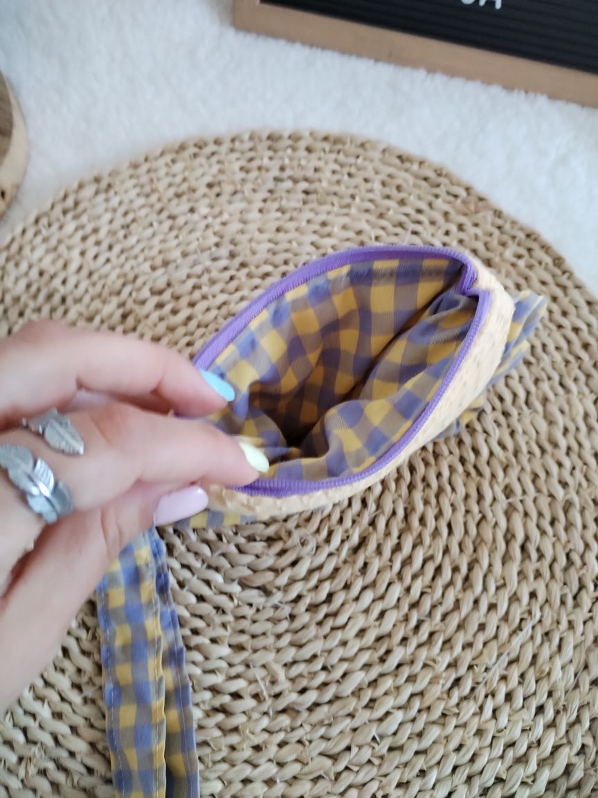 Carteirinha de Moedas e Cartões com Pega Removível – Waffle Amarelo e Vichy Lilás