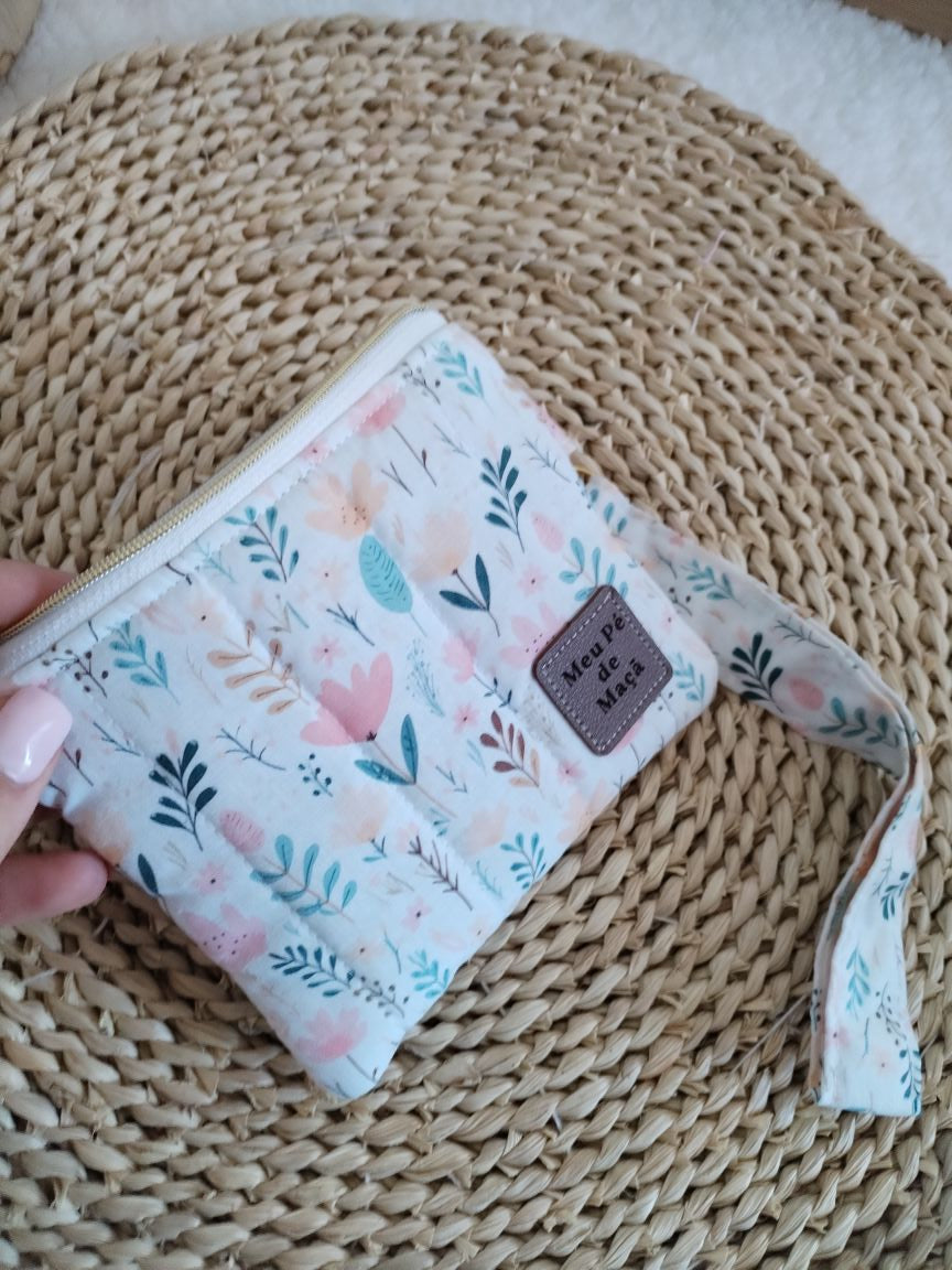 Carteirinha de Moedas e Cartões com Pega Removível – Floral com interior Vichy