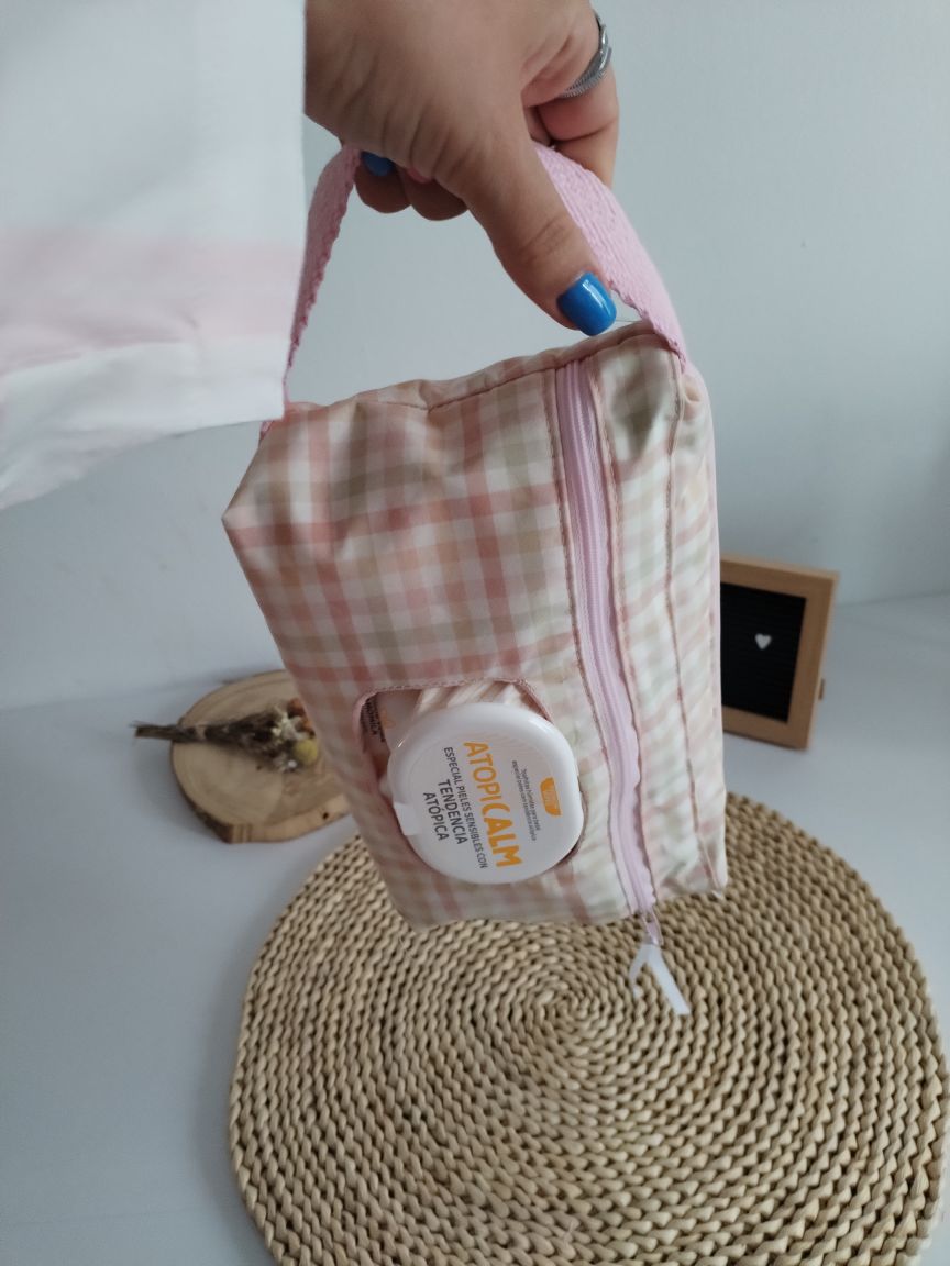 Bolsa organizadora para fraldas e toalhitas — Vichy e Rosa