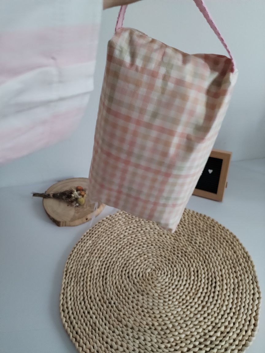 Bolsa organizadora para fraldas e toalhitas — Vichy e Rosa