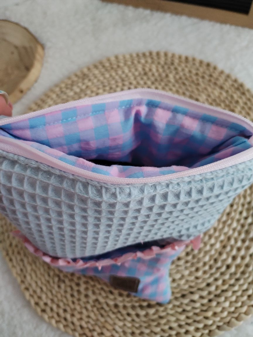 Bolsa para livro eletrónico - compatível com kindle e kobo - Vichy Rosa e Azul