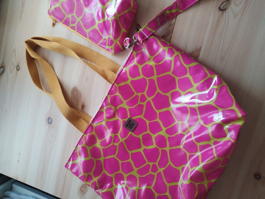 Conjunto Mala de Praia + Necessaire Rosa e Amarelo | Edição Limitada