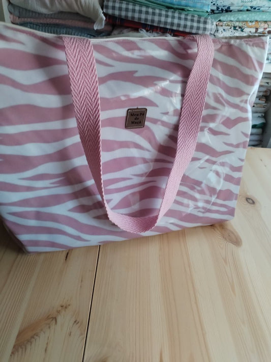 Conjunto Mala de Praia + Necessaire Rosa e branco| Edição Limitada