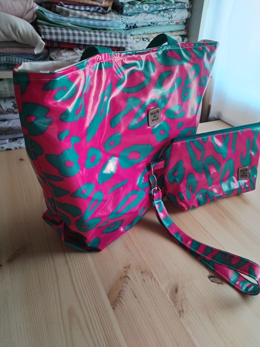 Conjunto Mala de Praia + Necessaire Rosa e Azul Petróleo| Edição Limitada