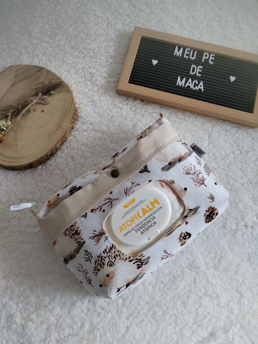 Bolsa organizadora para fraldas e toalhitas — feita à mão - Ouriços - Meu Pé de Maçã 