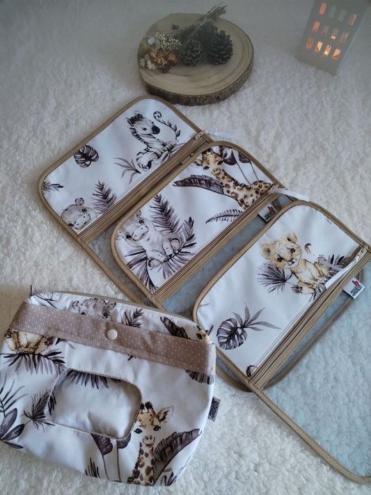 Conjunto 3 saquinhos transparentes - Animais da Savana - Meu Pé de Maçã 