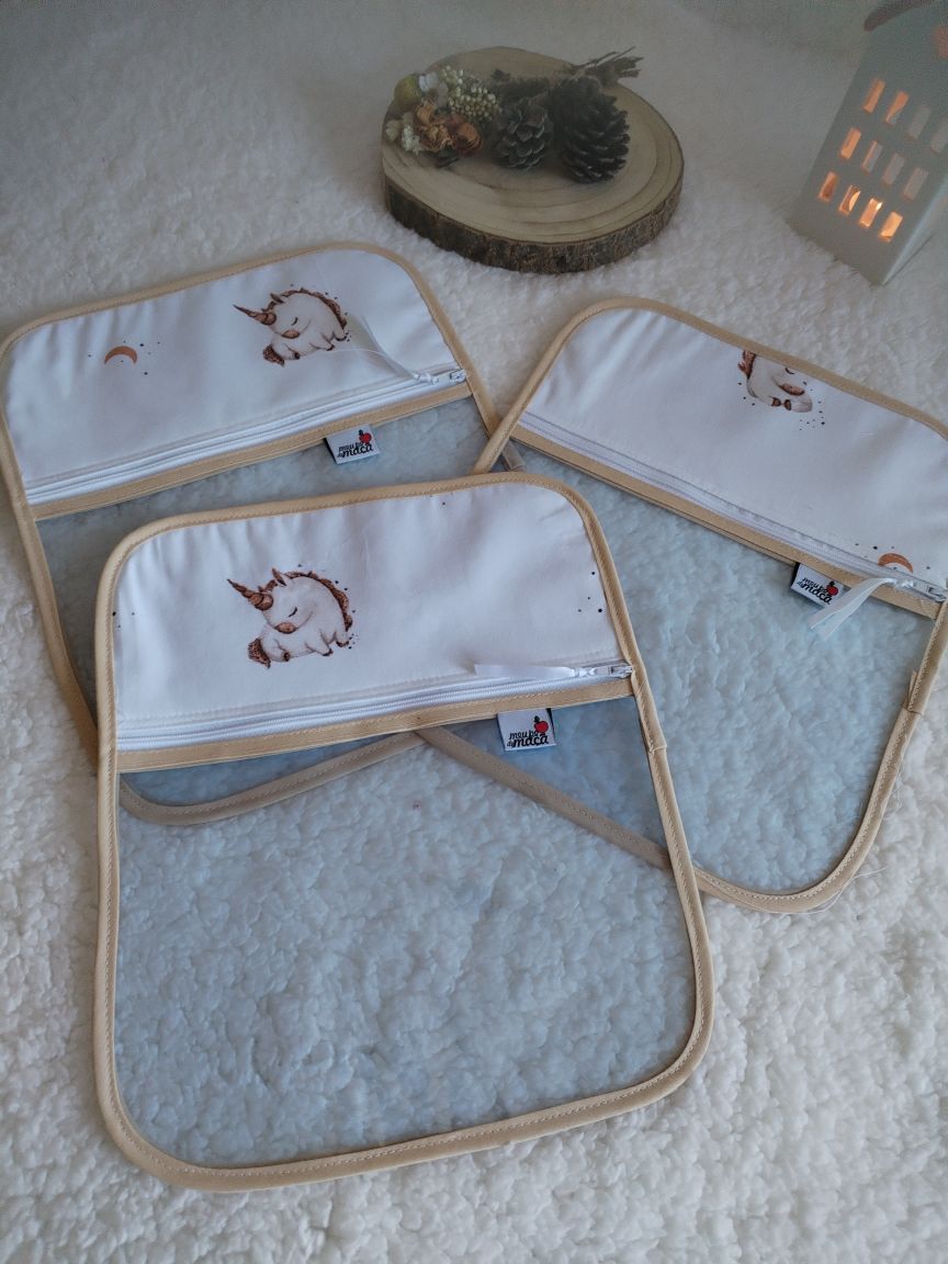 Conjunto 3 saquinhos transparentes - Unicórnios - Meu Pé de Maçã 