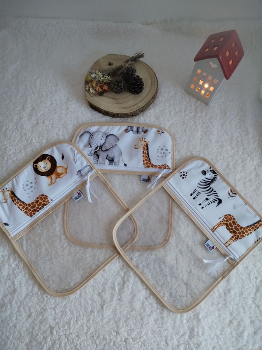 Conjunto 3 saquinhos transparentes - Animais da Selva - Meu Pé de Maçã 