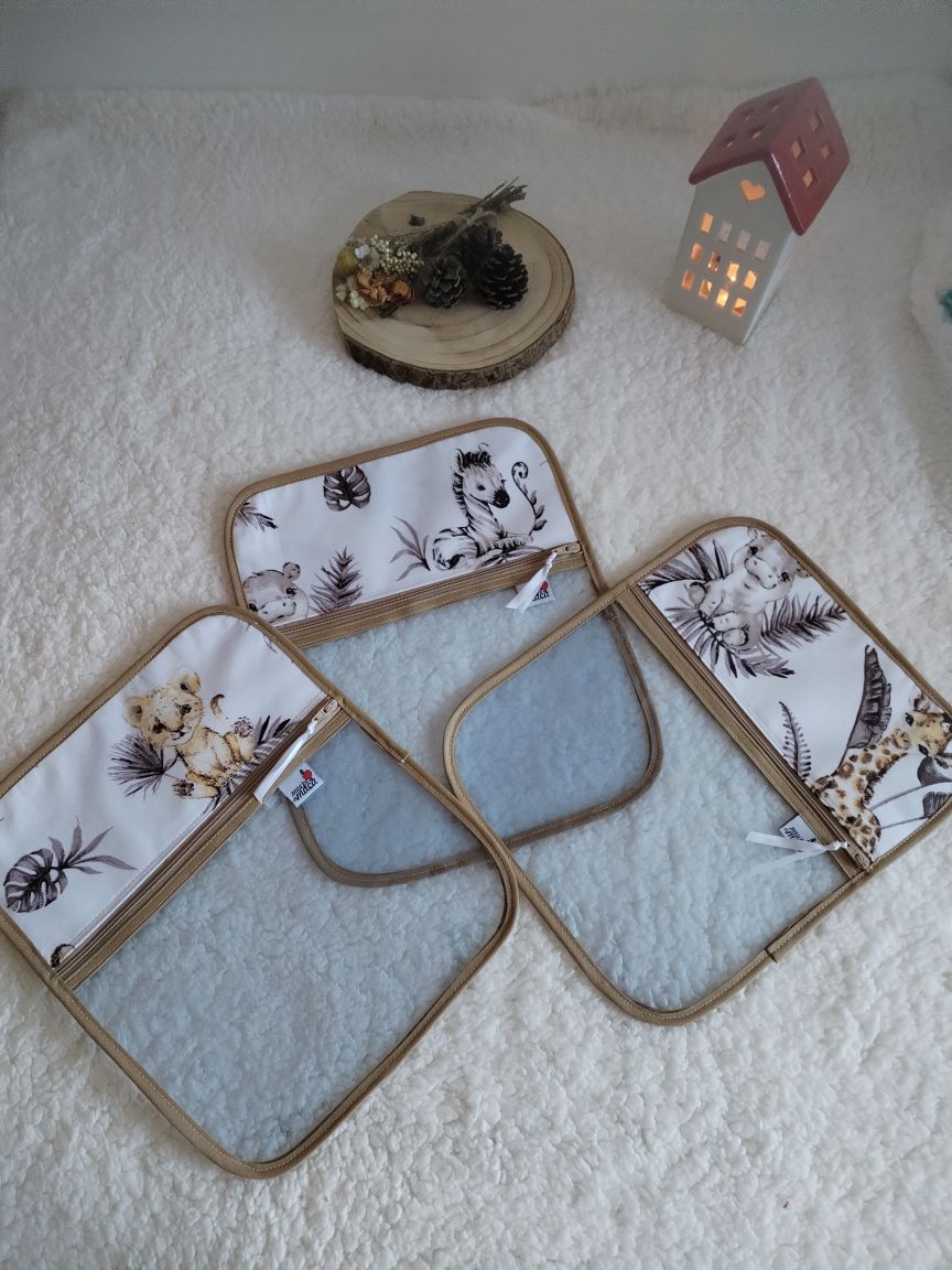 Conjunto 3 saquinhos transparentes - Animais da Savana - Meu Pé de Maçã 