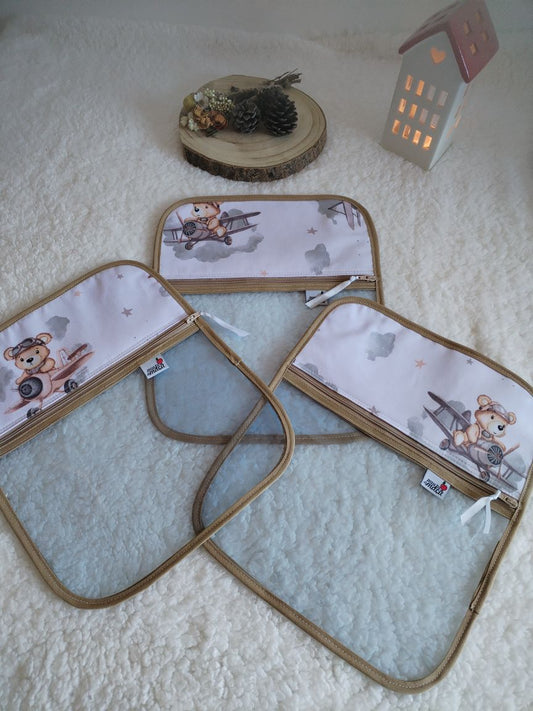 Conjunto 3 saquinhos transparentes - Aviões - Meu Pé de Maçã 