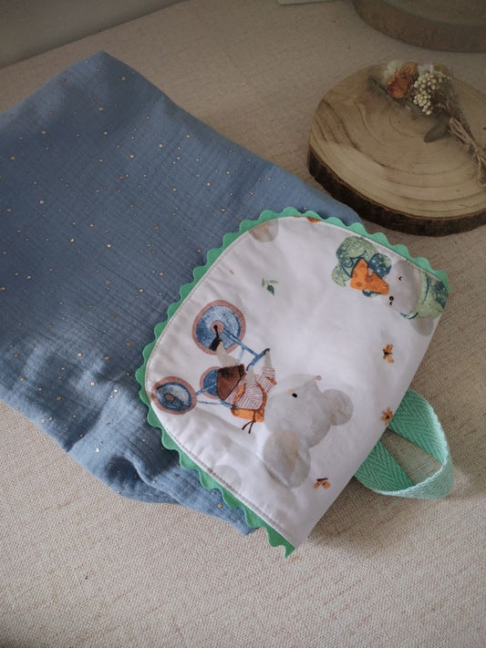 Mochila Azul e Verde com Ratinhos - Meu Pé de Maçã 
