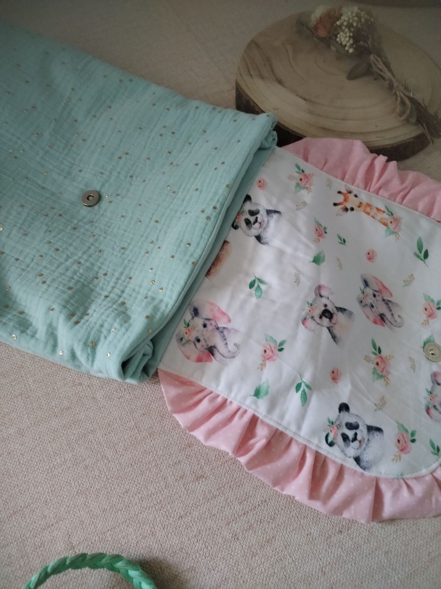 Mochila com Animais Rosa e Verde Água - Meu Pé de Maçã 