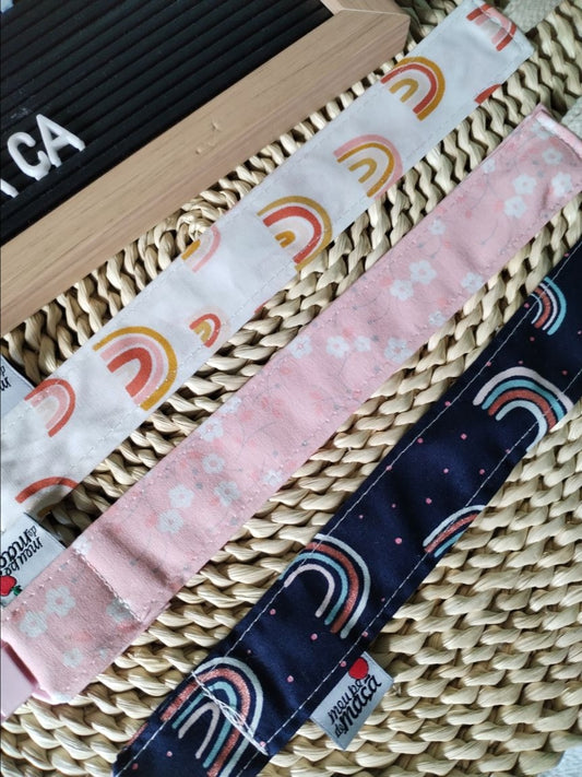 Conjunto 3 Fitas Prende Chupeta - Arco Iris - Meu Pé de Maçã 