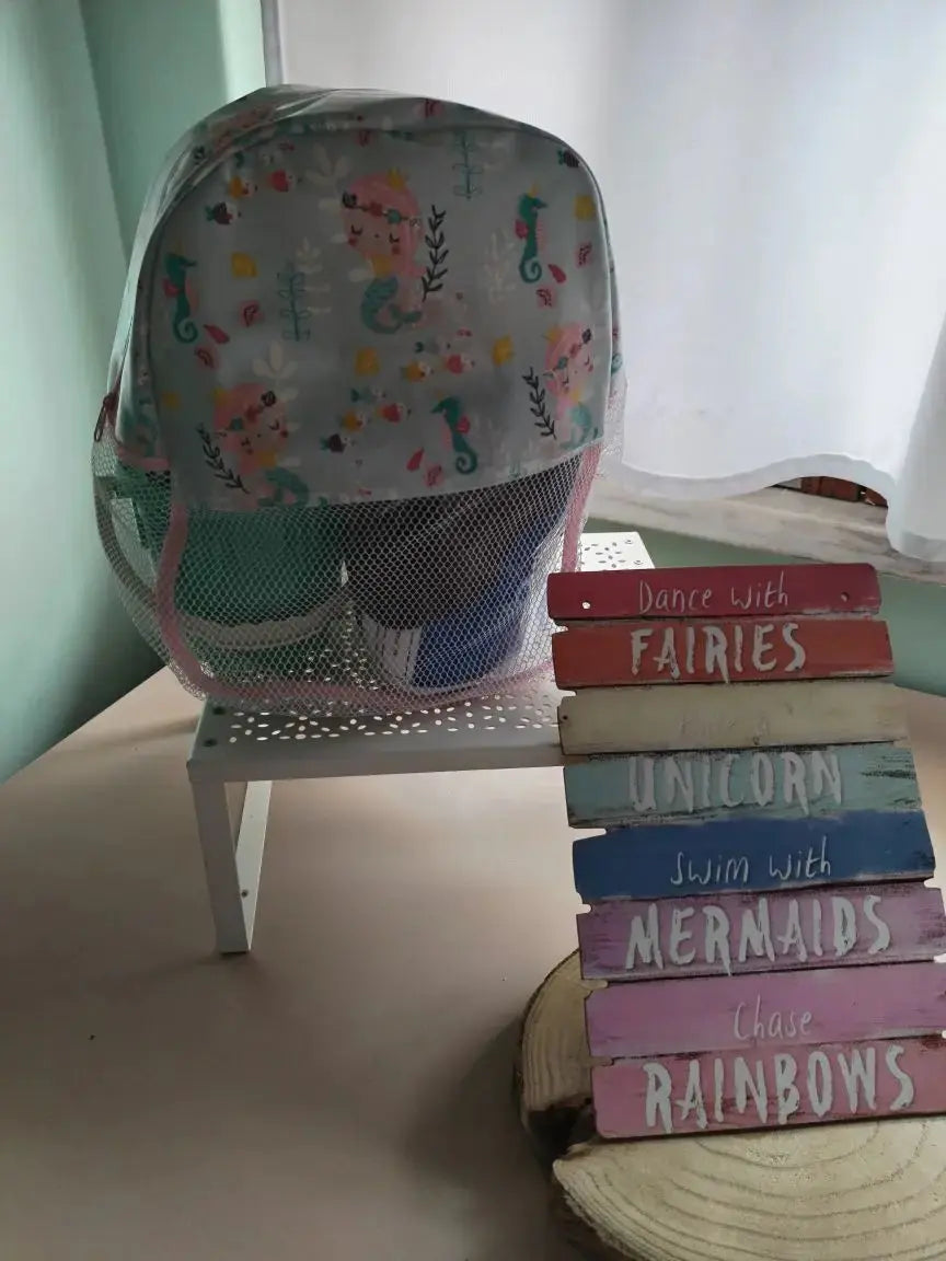 Mochila praia personalizada com nome – artesanal Portugal verão
