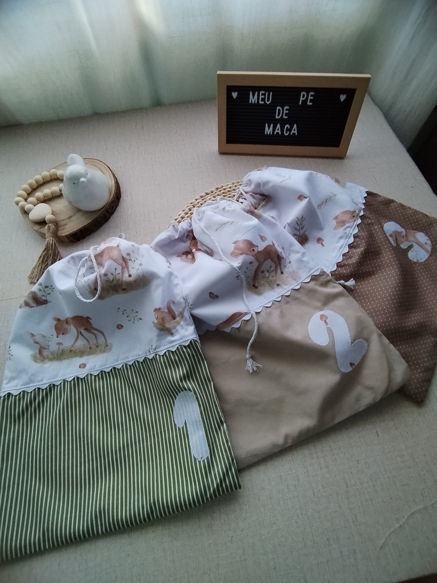 Conjunto sacos para a roupa do bebé - Animais fofinhos - Meu Pé de Maçã 