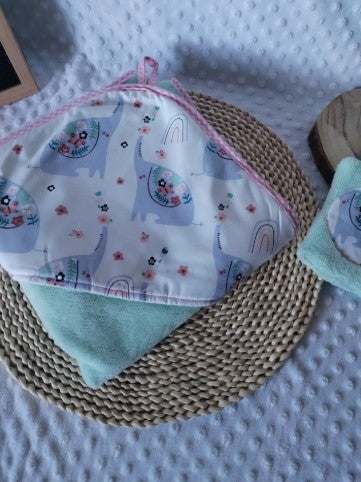 Toalha de Banho Bambu com Capuz para bebé - Elefantes Floridos - Meu Pé de Maçã 