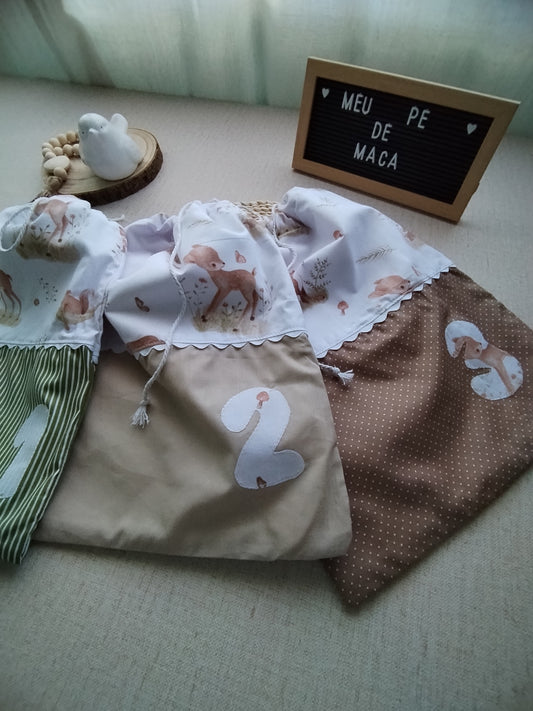 Conjunto sacos para a roupa do bebé - Animais fofinhos - Meu Pé de Maçã 
