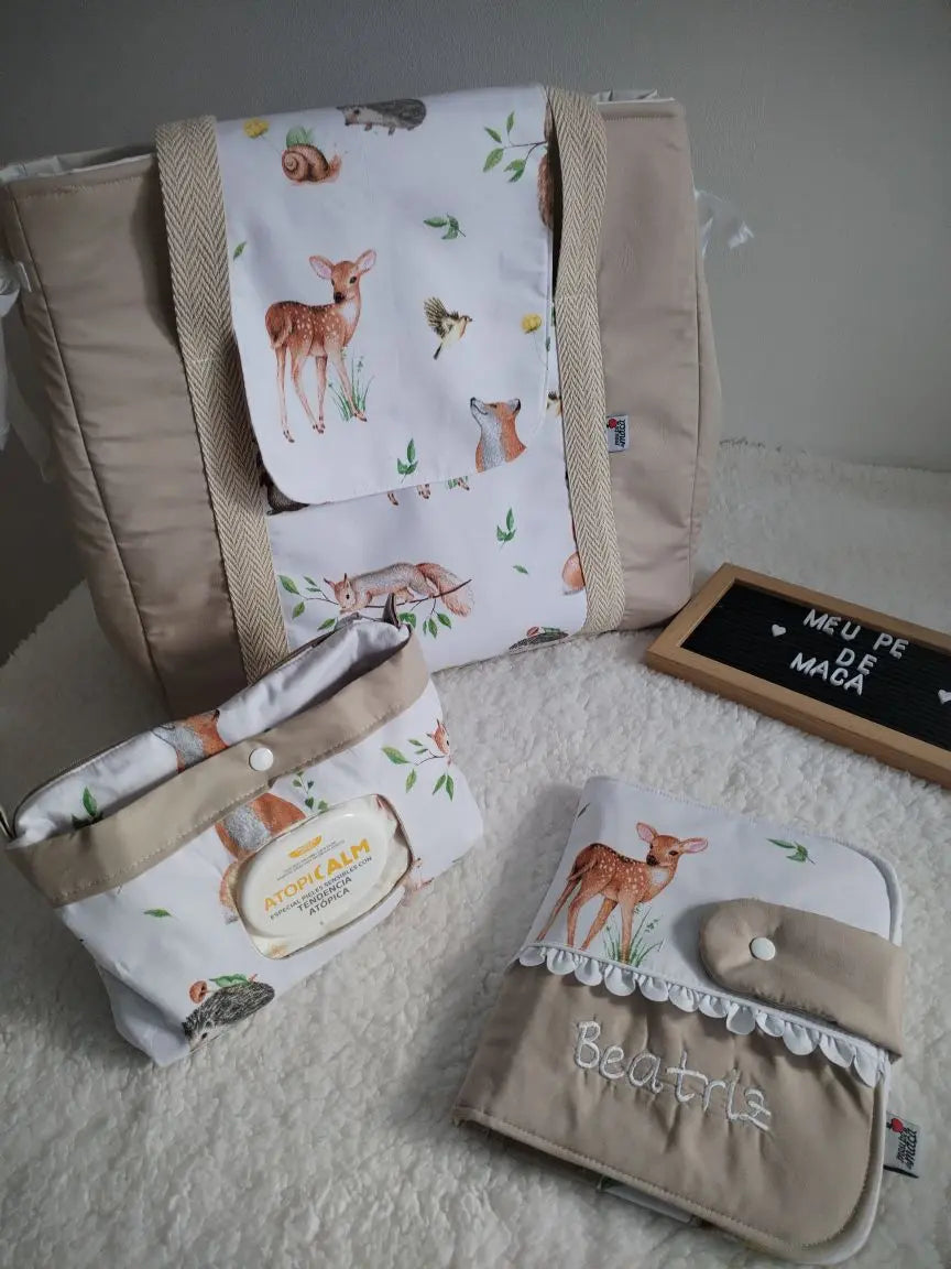 Mala - Mochila Maternidade - Escolha os tecidos Meu Pé de Maçã