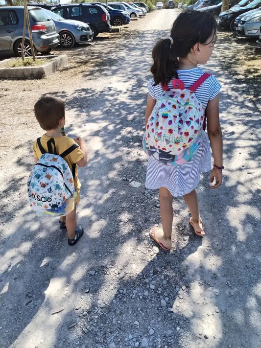 Mochila de Praia com Rede Personalizável para Crianças – Anti-Areia e Bordada - Meu Pé de Maçã 