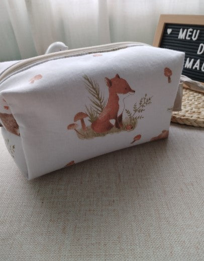 Necessaire Box - Animais Bege - Meu Pé de Maçã 
