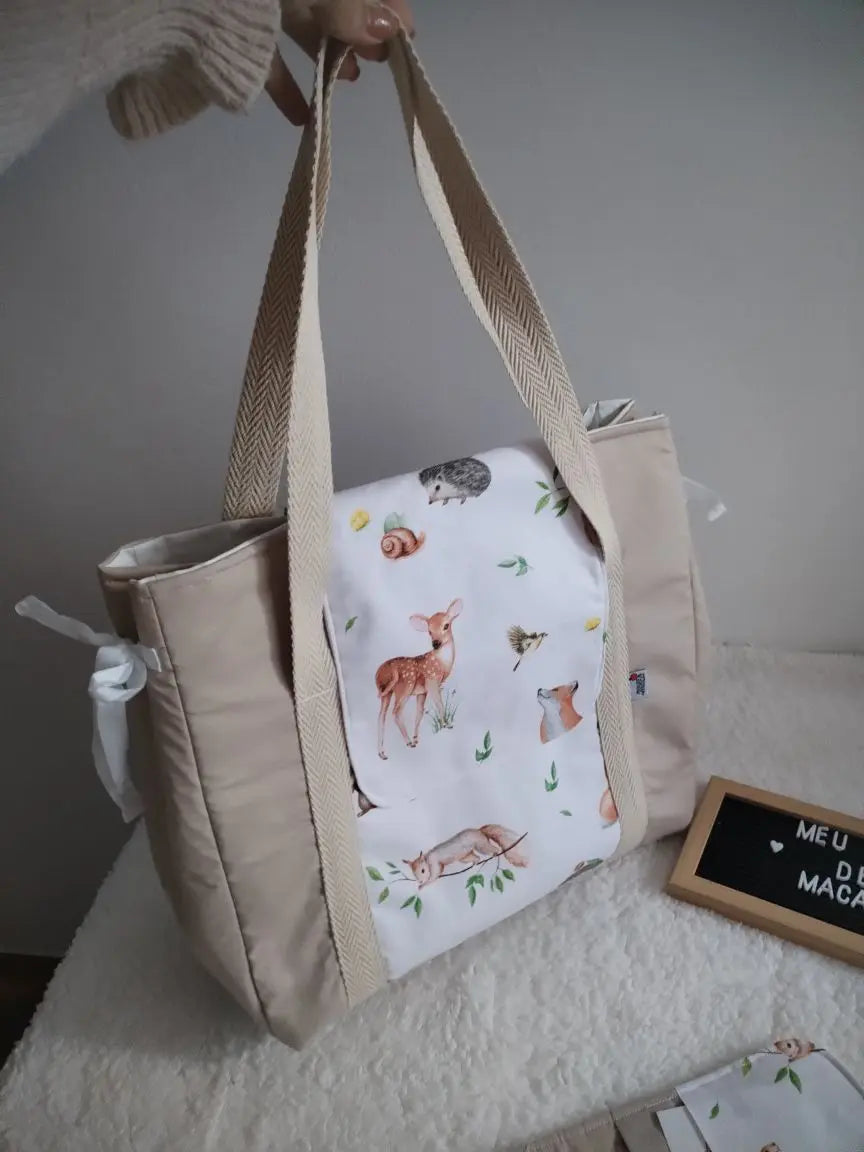 Mala - Mochila Maternidade - Escolha os tecidos Meu Pé de Maçã