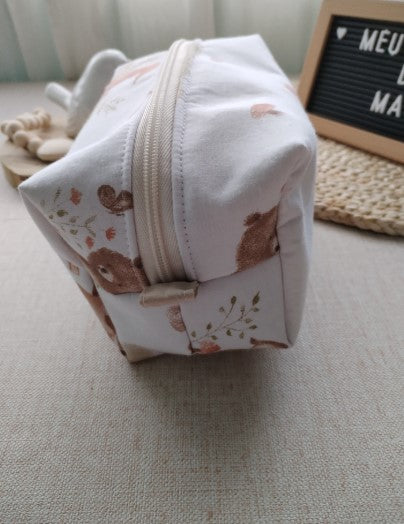 Necessaire Box - Animais Bege - Meu Pé de Maçã 