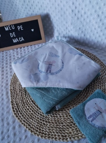 Toalha de Banho Bambu com Capuz para bebé - Ratinhos nas Nuvens - Meu Pé de Maçã 