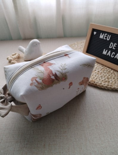 Necessaire Box - Animais Bege - Meu Pé de Maçã 