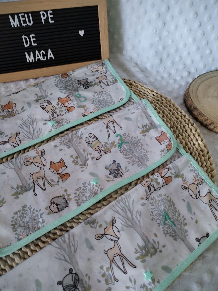 Conjunto 3 Saquinhos numerados para a roupa do bebé - Animais do Bosque - Meu Pé de Maçã 